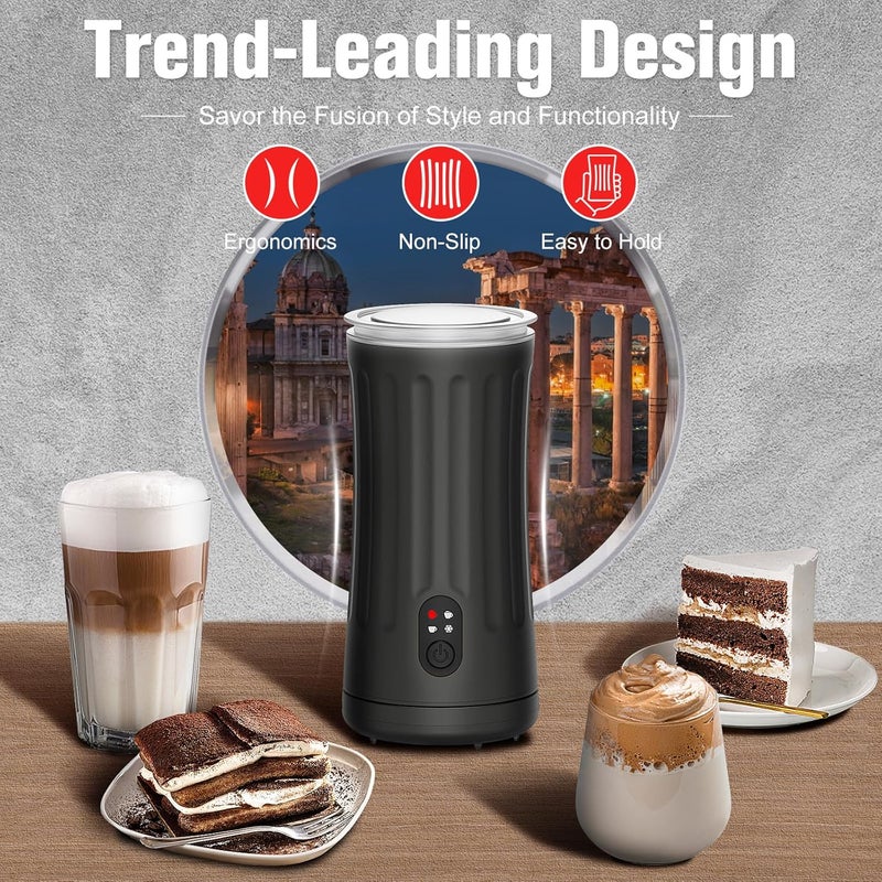 CookSwift Milk Frother, 4-in-1 Milk Steamer and Frother, 8.1oz/240ml Automatic Warm and Cold Foam Maker, Auto Shut-Off Frother for Coffee, Latte, Cappuccino, Macchiato(Black) - Image 4